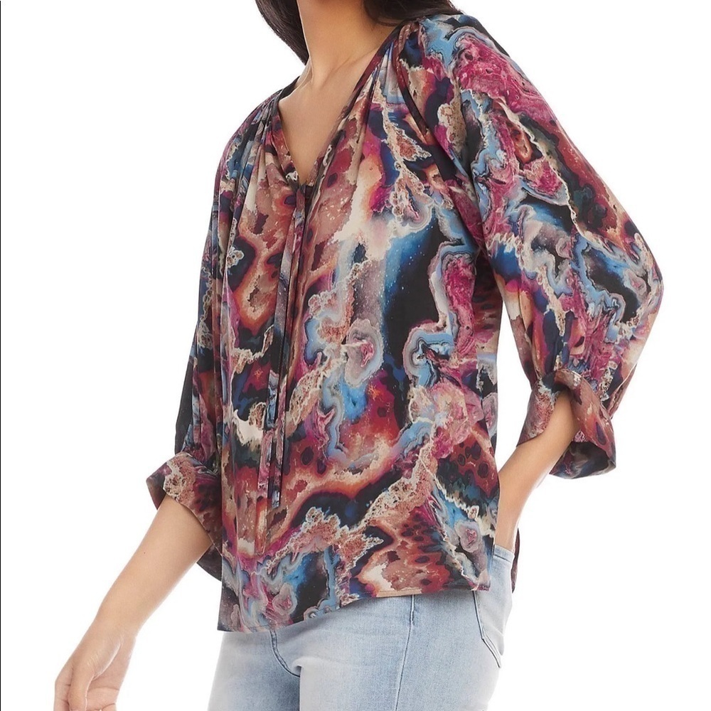 🌷KAREN Kane🌷 Watercolor Print Pullover Blouse Size XSP NEW w/o tags - Picture 2 of 7